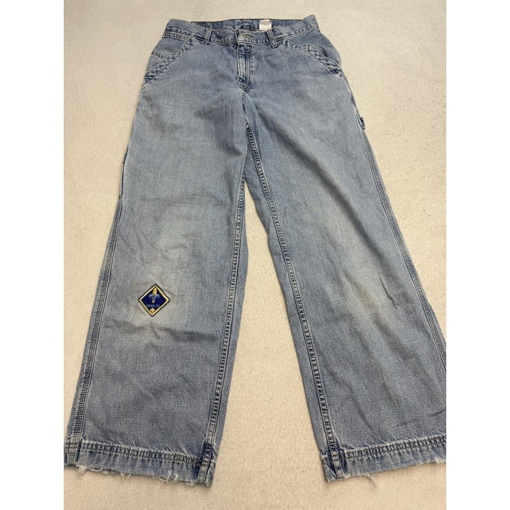 Levi's Student Jeans Womens 28x28 Blue Wide Leg Relaxed‎ Fit Webelos Patch Denim